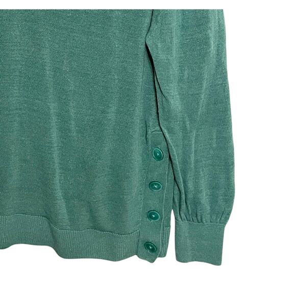 J. Crew Light Teal V-Neck Sweater Womens Size XL Linen Blend Button-Side Tunic - Picture 3 of 9